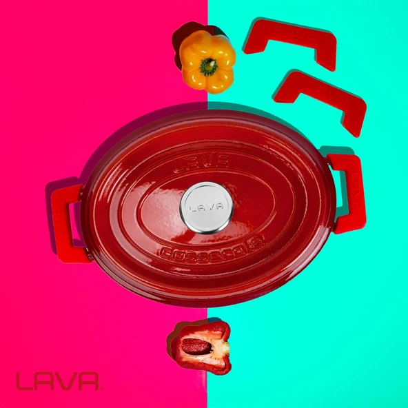 Lava Döküm Isı Dayanımlı Tencere Silikon Tutacak. (1set=2adet) Kırmızı - 8