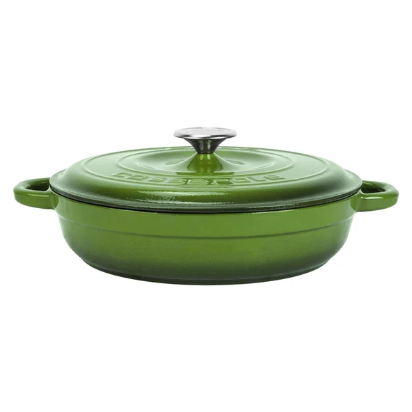 Lava Döküm Yuvarlak Çok Amaçlı Yayvan Tencere New Heritage Serisi Çap(Ø)28cm.  Yeşil