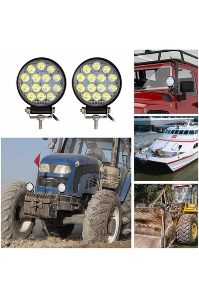 ASTRALED Off Road 14 Led 42 Watt Yuvarlak Traktör Tır Kamyon Tekne Sis Farı Projektör Çalışma Lambası - Resim 6