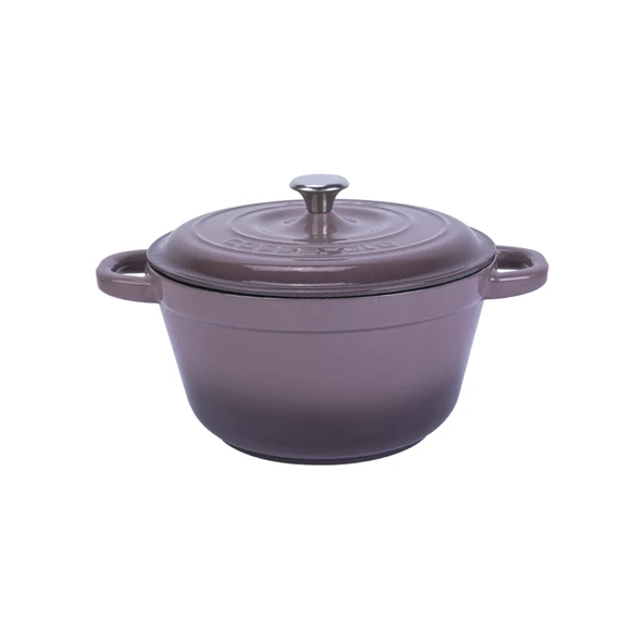 Lava Döküm Yuvarlak Tencere Döküm Demir Kapak New Heritage Serisi Çap(Ø)22cm.  Mor