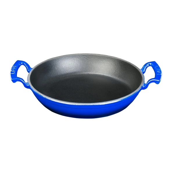 Lava Döküm Yuvarlak Sahan Döküm Demir Yekpare Çift Kulplu Çap(Ø)24cm.  Mavi