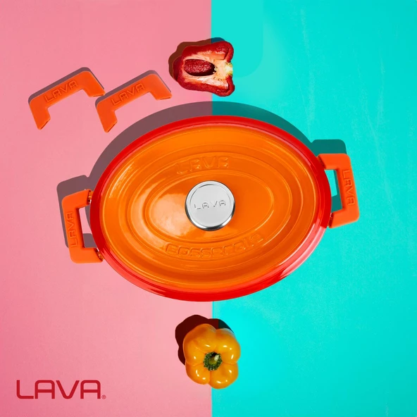 Lava Döküm Isı Dayanımlı Tencere Silikon Tutacak. (1set=2adet) Turuncu - 8