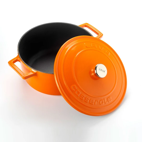 Lava Döküm Yuvarlak Tencere. Folk Çap(Ø) 22cm.  Turuncu - 2