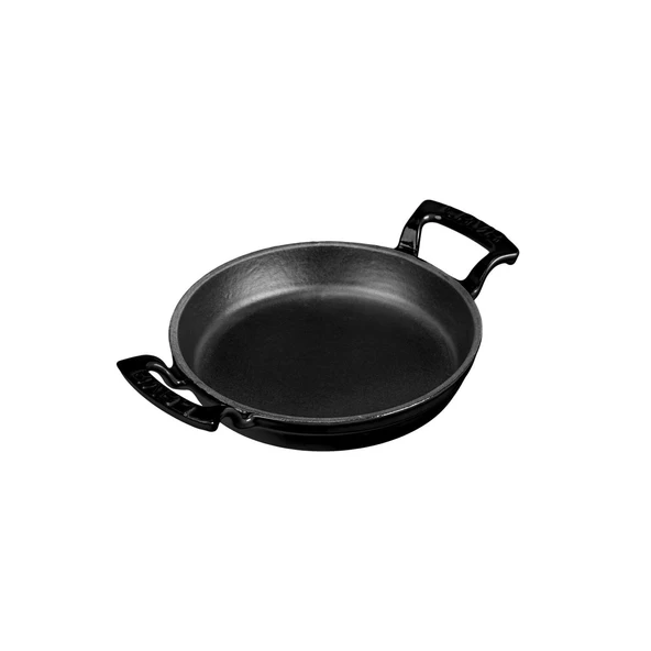 Lava Döküm Yuvarlak Sahan Döküm Demir Yekpare Çift Kulplu Çap(Ø)20cm.  Siyah - Resim 2