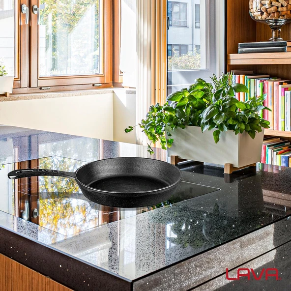 Lava Döküm Yuvarlak Kızartma Tavası Yekpare Saplı. Çap(Ø)20cm. - Resim 7