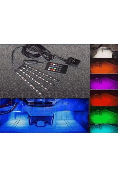 Araç Içi Aydınlatma Kumandalı Müziğe Duyarlı 9 Led Ayak Altı Led - 2