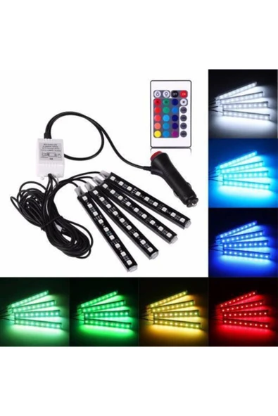 Universal Araç Içi Kumandalı Ayak Altı Aydınlatma Rgb Led Ambiyans Işığı - 2