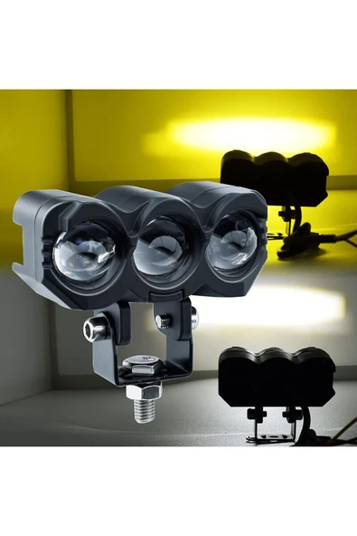 Beyaz Sarı  Motorsiklet Sis Farı Led Projektör 1 Adet - 5