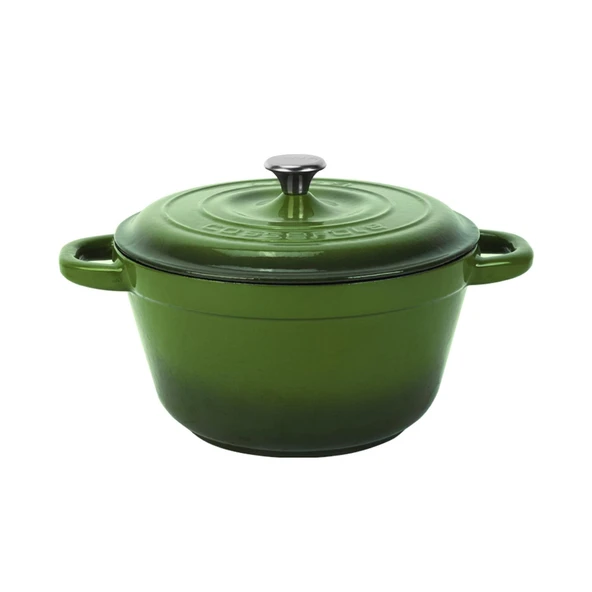Lava Döküm Yuvarlak Tencere Döküm Demir Kapak New Heritage Serisi Çap(Ø)24cm.  Yeşil