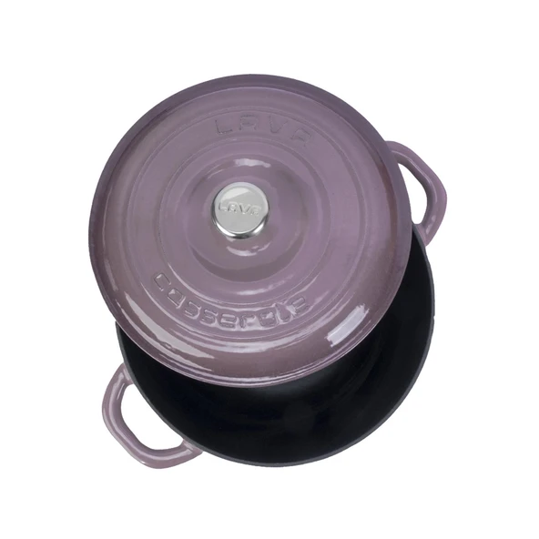 Lava Döküm Yuvarlak Tencere Döküm Demir Kapak New Heritage Serisi Çap(Ø)22cm.  Mor - Resim 3