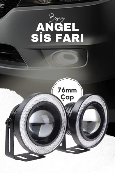 76 mm Uyumlu Angel Beyaz Led Lamba Mercek Gündüz Sis Farı