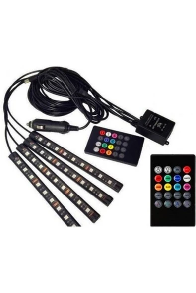 Araç Içi Aydınlatma Kumandalı Müziğe Duyarlı 9 Led Ayak Altı Led
