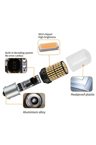 ASTRALED Oto Led Sinyal Ampulü Py21w Tak Kullan Ürün 144 Led Turuncu - 2