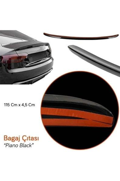 RBZ Arka Bagaj Spoiler 115cm Parlak Siyah Bagaj Çıtası Tüm Araçlara Spoyler - 2