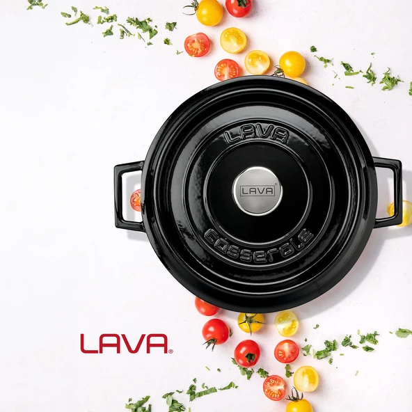Lava Döküm Çok Amaçlı Yayvan Tencere. Trendy Serisi Çap(Ø)28cm.  Siyah - 7