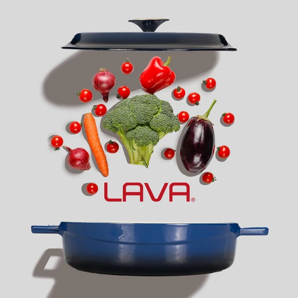 Lava Döküm Çok Amaçlı Yayvan Tencere Döküm Demir Yekpare Kulplu Edition Serisi Çap(Ø)28cm.  Mavi - Resim 7