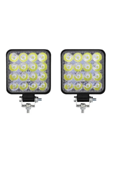 ZAUSS Off Road Sis Gündüz Farı Çalışma Lambası 8,5x8,5cm Kare 16 Led Traktör Kamyon Iş Makinesi - 5