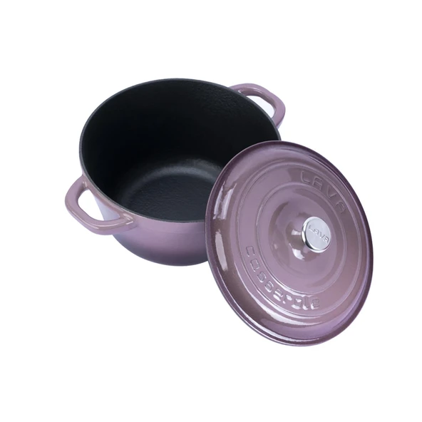 Lava Döküm Yuvarlak Tencere Döküm Demir Kapak New Heritage Serisi Çap(Ø)22cm.  Mor - Resim 2