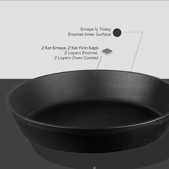 Lava Döküm Yuvarlak Kızartma Tavası Yekpare Saplı. Çap(Ø)20cm. - Resim 6