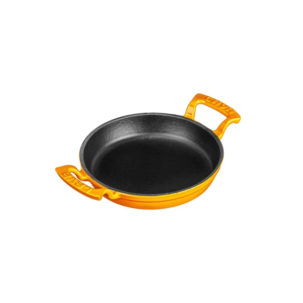 Lava Döküm Yuvarlak Sahan Döküm Demir Yekpare Çift Kulplu Çap(Ø)20cm.  Turuncu - Resim 2