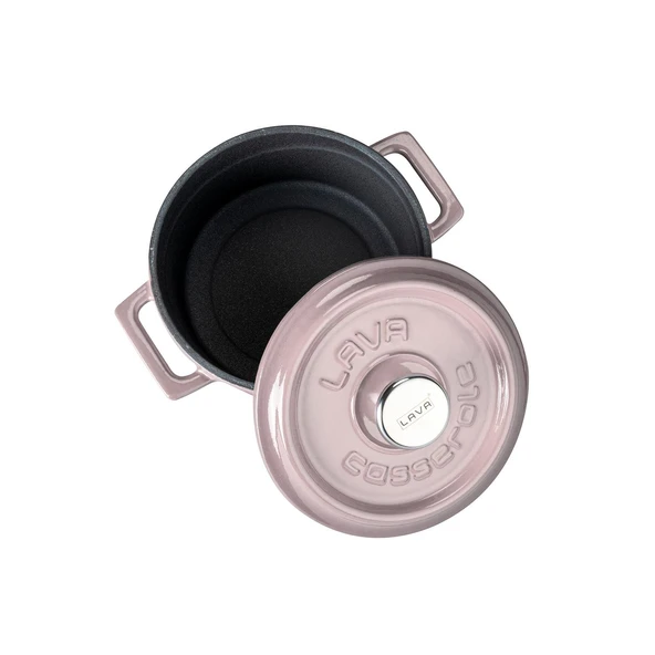 Lava Döküm Yuvarlak Tencere. Trendy Çap(Ø) 12cm.  Pembe - Resim 3