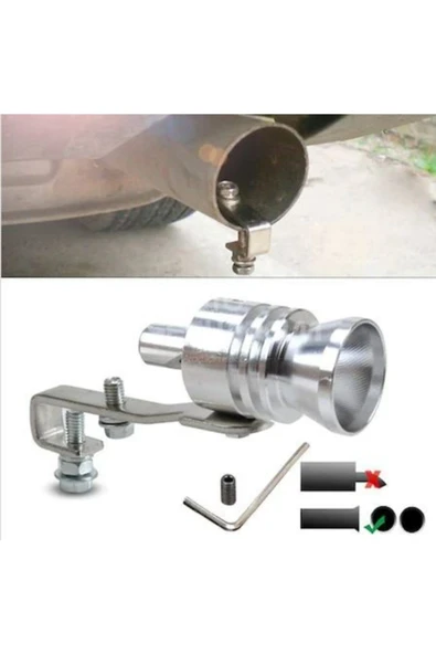 ŞüsCarOto Üniversal Egzoz Islık Aparatı Egzoz Ucu Turbo Sesi Large 29 Mm Krom - Resim 3