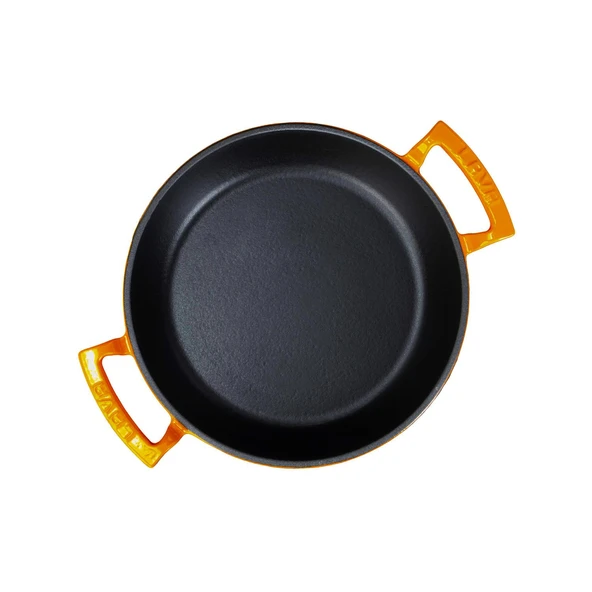 Lava Döküm Yuvarlak Sahan Döküm Demir Yekpare Çift Kulplu Çap(Ø)24cm.  Turuncu - Resim 3