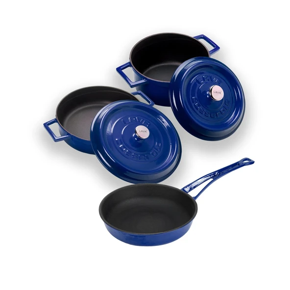 Lava Döküm 3x Trendy Serisi 6 Parça Tencere & Tava Seti  Mavi - Resim 2