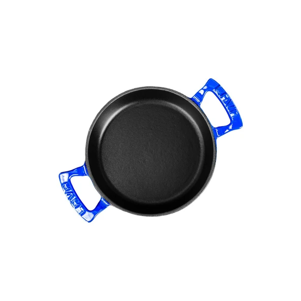 Lava Döküm Yuvarlak Sahan Döküm Demir Yekpare Çift Kulplu Çap(Ø)20cm.  Mavi - Resim 3