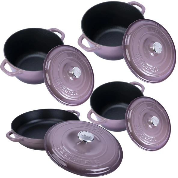 Lava Döküm 4X New Heritage Serisi Döküm Demir Tencere Seti  Mor - Resim 3