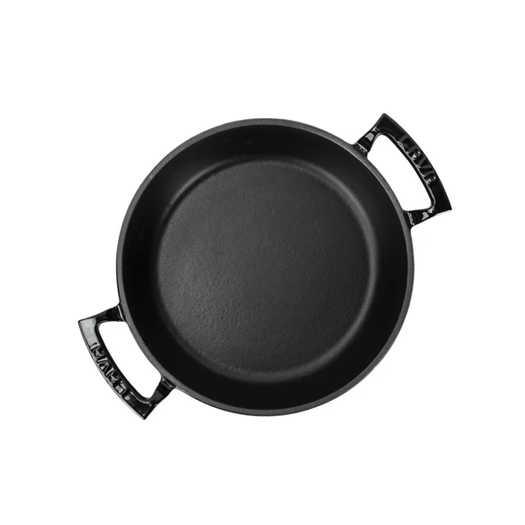 Lava Döküm Yuvarlak Sahan Döküm Demir Yekpare Çift Kulplu Çap(Ø)24cm.  Siyah - Resim 3