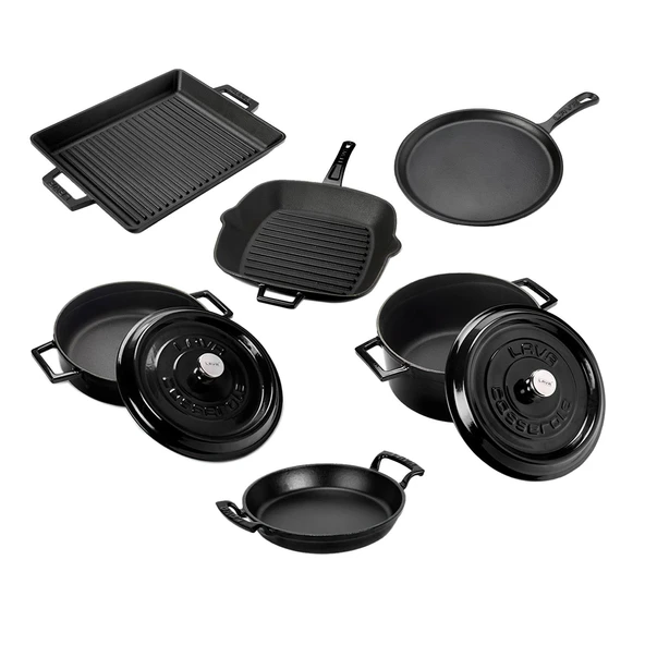 Lava Döküm 6x Trendy Serisi 8 Parça Tencere & Tava Seti  Siyah - Resim 3