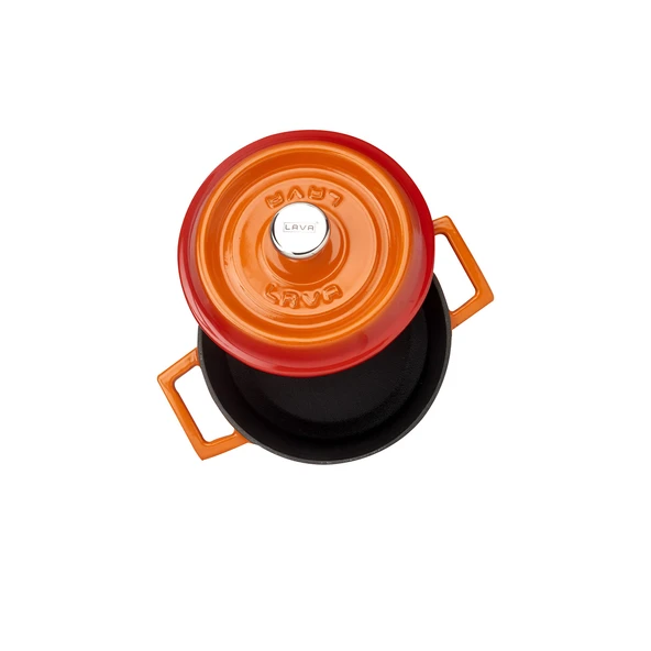 Lava Döküm Yuvarlak Tencere. Trendy Çap(Ø) 12cm.  Turuncu - Resim 2