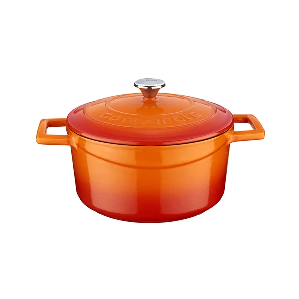 Lava Döküm Yuvarlak Tencere. Folk Çap(Ø) 22cm.  Turuncu - 1