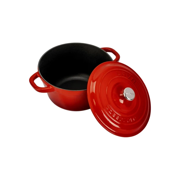 Lava Döküm Yuvarlak Tencere Döküm Demir Kapak New Heritage Serisi Çap(Ø)22cm.  Kırmızı - 2