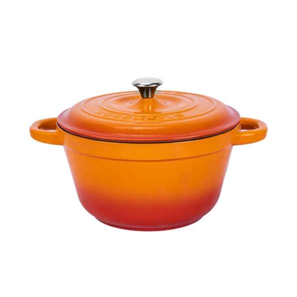 Lava Döküm Yuvarlak Tencere Döküm Demir Kapak New Heritage Serisi Çap(Ø)24cm.  Turuncu