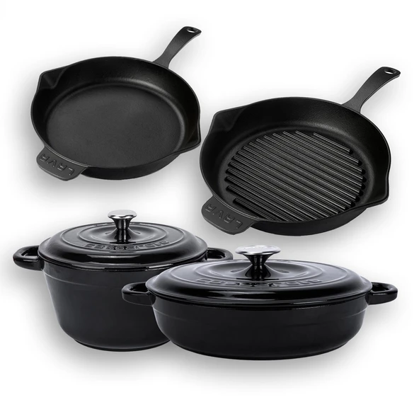 Lava Döküm 4X New Heritage Serisi Döküm Demir Tencere Tava Çeyiz Seti  Siyah - Resim 2