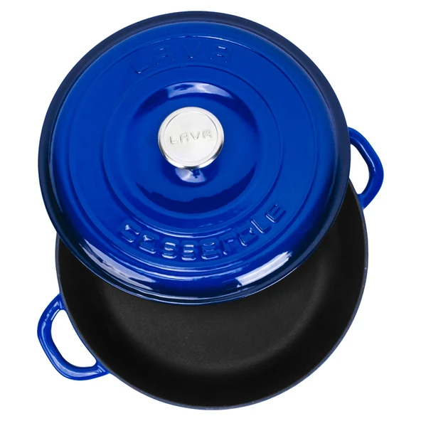 Lava Döküm Yuvarlak Çok Amaçlı Yayvan Tencere New Heritage Serisi Çap(Ø)28cm.  Mavi - Resim 3