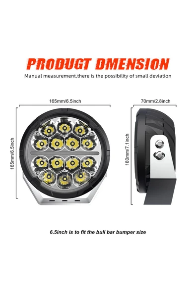 ASTRALED 6.5'' Angellı 60W 14 Led Turuncu Beyaz DRL Mercek Far - 5