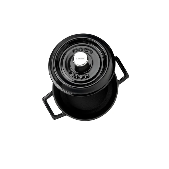 Lava Döküm Yuvarlak Tencere. Trendy Çap(Ø) 12cm.  Siyah - Resim 2