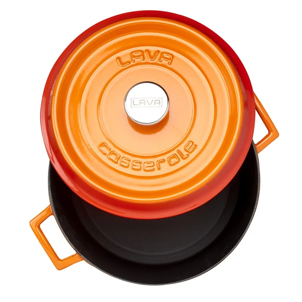 Lava Döküm Yuvarlak Tencere. Trendy Çap(Ø)28cm.  Turuncu - 3
