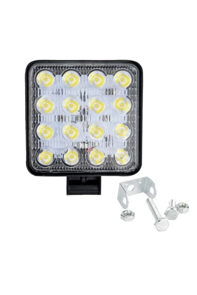 ZAUSS Off Road Sis Gündüz Farı Çalışma Lambası 8,5x8,5cm Kare 16 Led Traktör Kamyon Iş Makinesi - 3