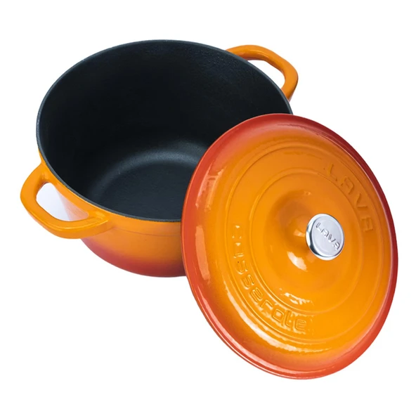 Lava Döküm Yuvarlak Tencere Döküm Demir Kapak New Heritage Serisi Çap(Ø)24cm.  Turuncu - Resim 2