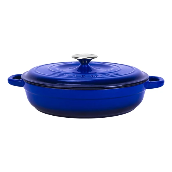 Lava Döküm Yuvarlak Çok Amaçlı Yayvan Tencere New Heritage Serisi Çap(Ø)28cm.  Mavi ürün görseli
