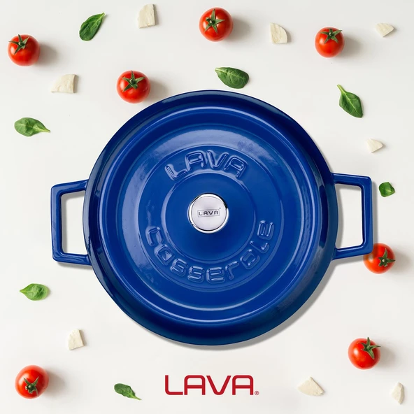 Lava Döküm Çok Amaçlı Yayvan Tencere. Trendy Serisi Çap(Ø)24cm.  Mavi - 7