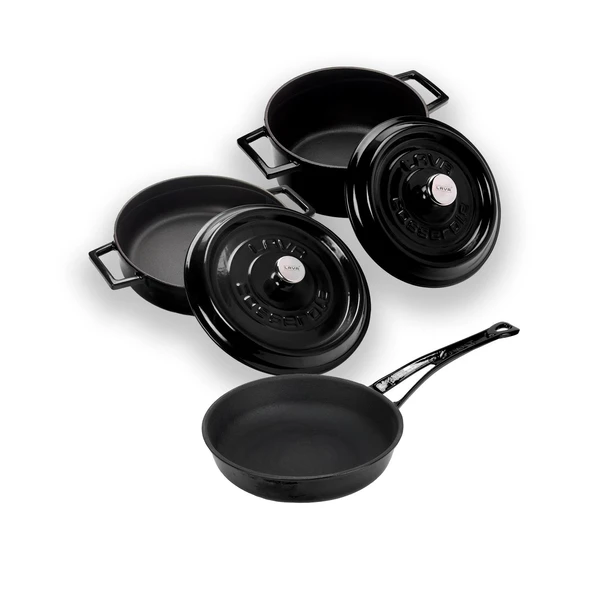 Lava Döküm 3x Trendy Serisi 6 Parça Tencere & Tava Seti  Siyah - Resim 2