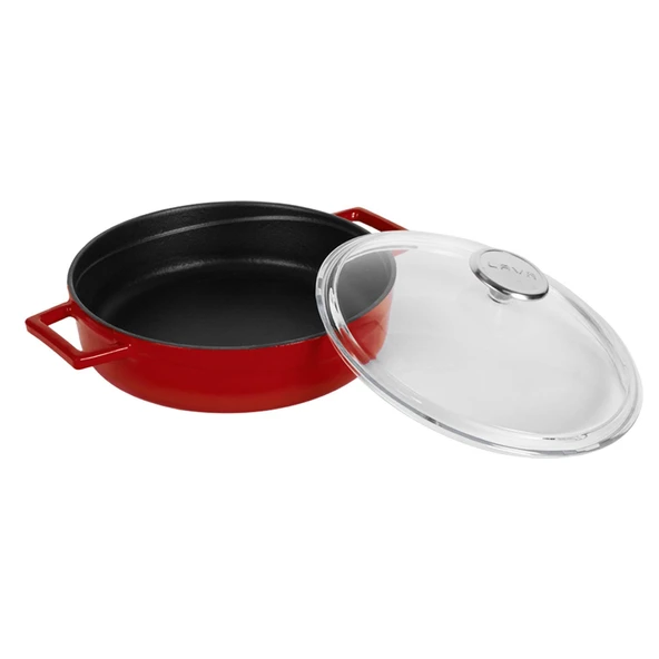 Lava Döküm Çok Amaçlı Yayvan Tencere. Glaze Serisi Çap(Ø)28cm. Kırmızı - 2
