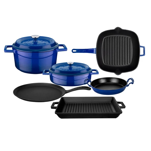 Lava Döküm 6x Trendy Serisi 8 Parça Tencere & Tava Seti  Mavi - 2