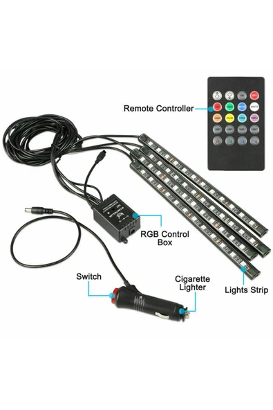 ASTRALEDAyak Altı Led Sese Ve Müziğe Duyarlı Kumandalı Araç Içi Aydınlatma 12 Led - 3