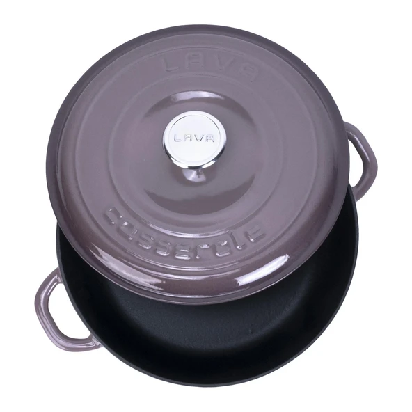 Lava Döküm Yuvarlak Çok Amaçlı Yayvan Tencere New Heritage Serisi Çap(Ø)28cm.  Mor - Resim 3